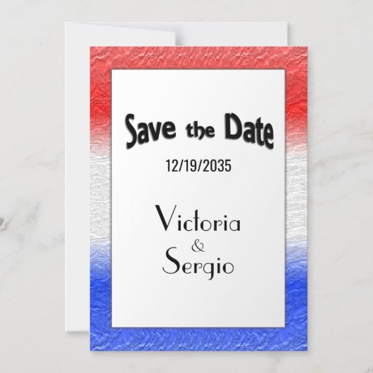 Rot und Blau Save the Date Magneteinladung (Vorderseite)
