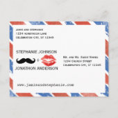 Rot und Blau Save the Date Vintag Ankündigungspostkarte (Rückseite)