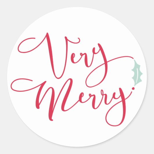 "Rot und Blau Sehr Merry Classic Round Sticker (Vorderseite)