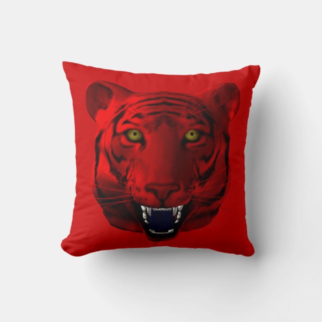 Rot und Blau Tiger Kissen (Vorderseite)