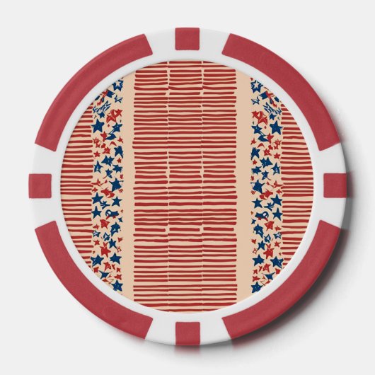 Rot und Blau US Flagge 4. Juli Pokerchips (Vorderseite)