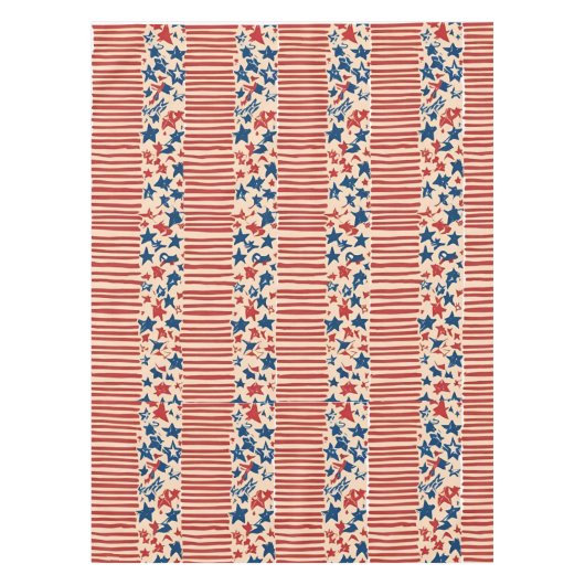 Rot und Blau US Flagge 4. Juli Tischdecke (Vorderseite)
