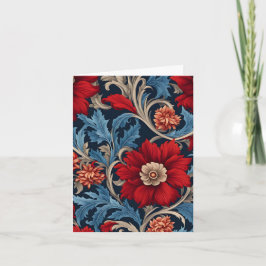 Rot und Blau William Morris Art Nouveau Valentine Feiertagskarte