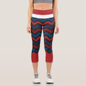 Rot und Blau Zickzack Hochwaisted Capris (Vorderseite)