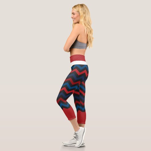 Rot und Blau Zickzack Hochwaisted Capris (Links)