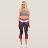 Rot und Blau Zickzack Hochwaisted Capris (Vorderseite)