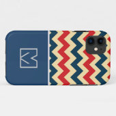 Rot und Blau Zickzack Zigzag. Custom Monogram Case-Mate iPhone Hülle (Rückseite (Horizontal))