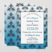 Rot und BlauDamask Einladungen für Hochzeiten (Vorne/Hinten)