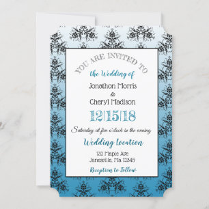 Rot und BlauDamask Einladungen für Hochzeiten