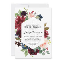 Rot und Blauer Blumenrahmen Erste Heilige Kommune