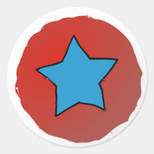 Rot und Blauer Star 4. Juli Runder Aufkleber