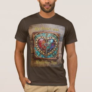 Rot- und Blauglas-Herz Steampunk-Serie T-Shirt