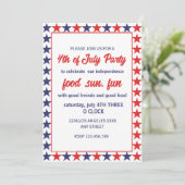 Rot und Bleu Stars 4. Juli Einladung (Stehend Vorderseite)