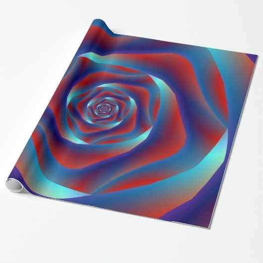 Rot und Blues Spiral Rose Wrapping Paper Geschenkpapier (Ungerollt)