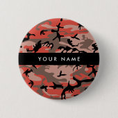Rot und braun Camouflage Ihr Name Persönlich gesta Button (Vorderseite)