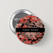 Rot und braun Camouflage Ihr Name Persönlich gesta Button (Vorne & Hinten)