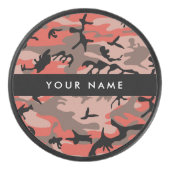 Rot und braun Camouflage Ihr Name Persönlich gesta Eishockey Puck (Vorderseite)