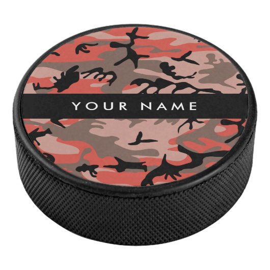 Rot und braun Camouflage Ihr Name Persönlich gesta Eishockey Puck (3/4)