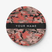 Rot und braun Camouflage Ihr Name Persönlich gesta Pappteller (Vorderseite)