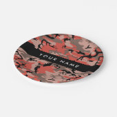 Rot und braun Camouflage Ihr Name Persönlich gesta Pappteller (Schrägansicht)