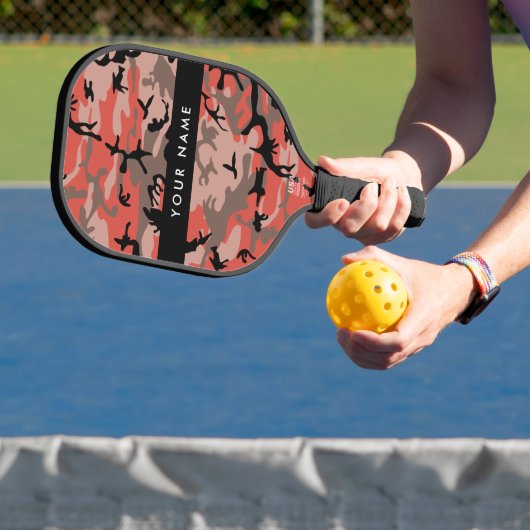 Rot und braun Camouflage Ihr Name Persönlich gesta Pickleball Schläger (InSitu)