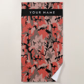Rot und braun Camouflage Ihr Name Persönlich gesta Strandtuch (Vorderseite)
