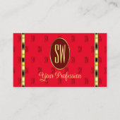 Rot und Burgund mit Monogram Gemusterten Buchstabe Visitenkarte (Vorderseite)
