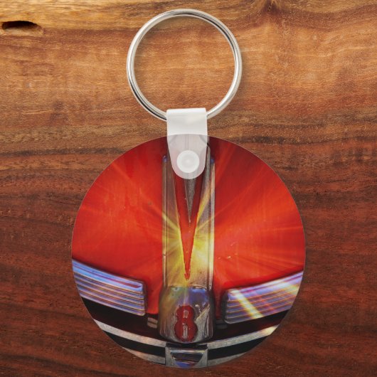 Rot und Chrome V8 Schlüsselanhänger (Vorderseite)