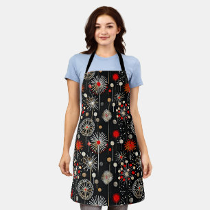 Rot und Creme auf Schwarz Festliches Retro Schürze
