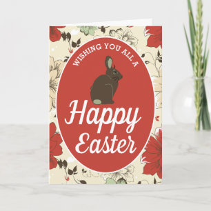 Rot und Creme Blumenbunny Ostereier, Ostern Karte
