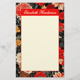 Rot und Creme Floral 5.5x8.5 Vertikale Stationieru Briefpapier