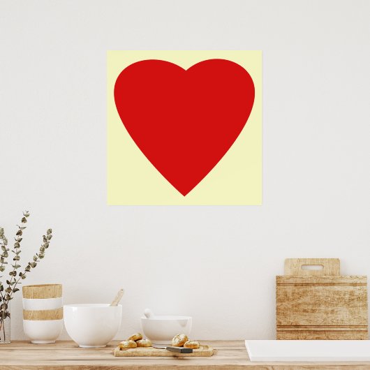 Rot und Creme Liebe Herzdesign. Poster (Küche)