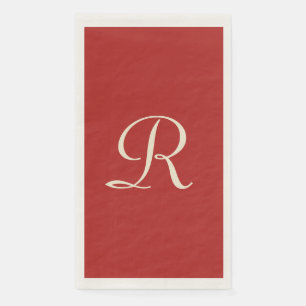 Rot und Creme Mit Monogramm Minimalistisch Elegant Serviette