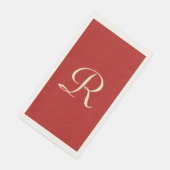 Rot und Creme Mit Monogramm Minimalistisch Elegant Serviette (Ecke)