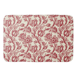 Rot und Creme Tulips Toile - französisches Landdek Badematte