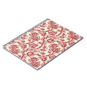 Rot und Creme Tulips Toile - französisches Landdek Notizblock (Linke Seite)