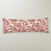 Rot und Creme Tulips Toile - französisches Landdek Seitenschläferkissen (Rückseite)