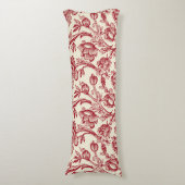 Rot und Creme Tulips Toile - französisches Landdek Seitenschläferkissen (Vorderseite Vertikal)