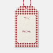 Rot und Creme Vintage-Gingham mit Herz Geschenkanhänger (Rückseite)