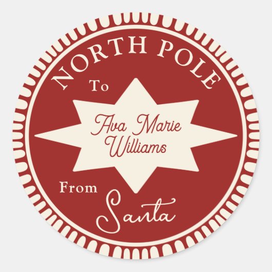 Rot und Creme vom Weihnachtsaufkleber Runder Aufkleber (Vorderseite)