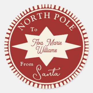 Rot und Creme vom Weihnachtsaufkleber Runder Aufkleber