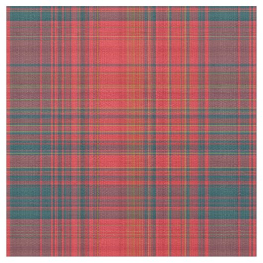 Rot und dunkel Aquamarine Karierte Stoffe (Nahaufnahme)