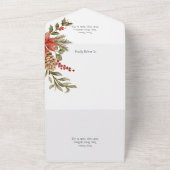 Rot und Elfenbein Poinsettias mit Kiefern All In One Einladung (Außenbereich)