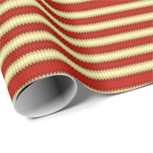 Rot und Elfenbeinbrocade Geschenkpapier (Rolleneckpunkt)