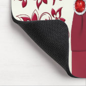 Rot und Elfenbeinfloral Mousepad (Ecke)