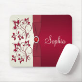 Rot und Elfenbeinfloral Mousepad (Mit Mouse)