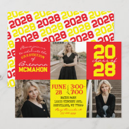 Rot und Gelb 3 Foto Abschluss Einladung