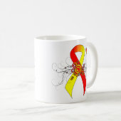 Rot und Gelb - Band mit Schmetterling Kaffeetasse (VorderseiteRechts)