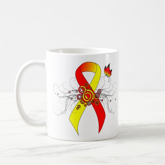 Rot und Gelb - Band mit Schmetterling Kaffeetasse (Links)