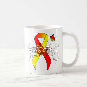 Rot und Gelb - Band mit Schmetterling Kaffeetasse